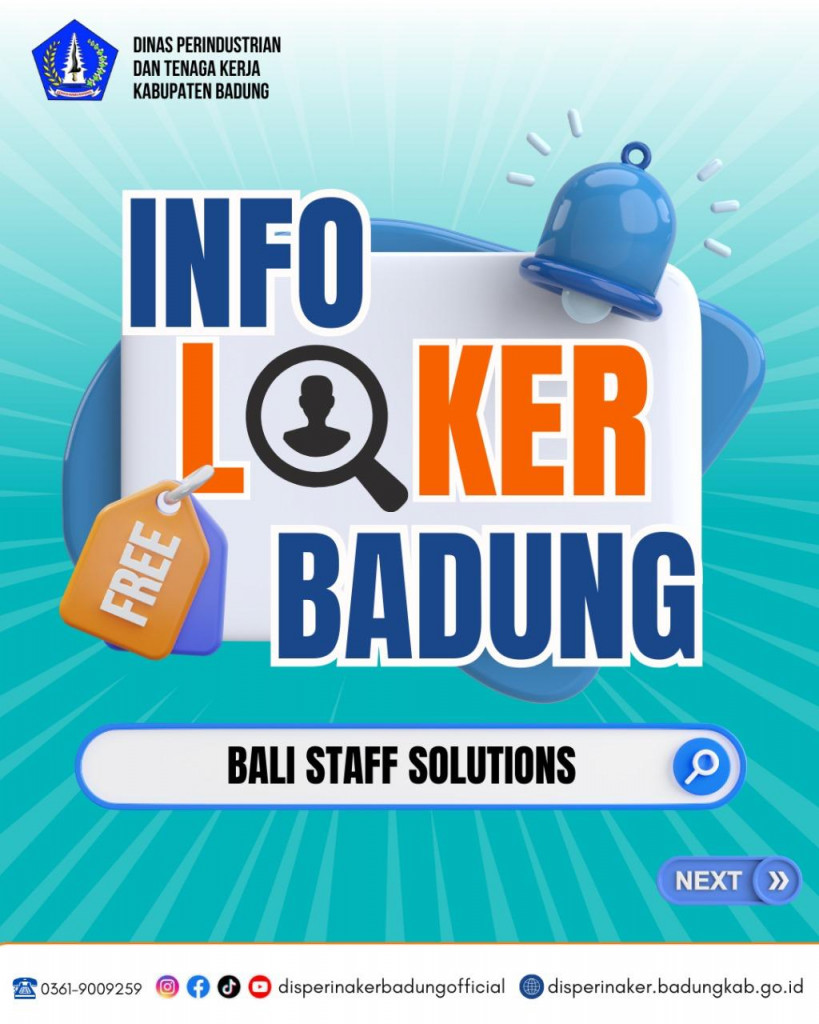 Datang dan ikuti WALK IN INTERVIEW PT. BALI STAFF SOLUTIONS untuk kualifikasi dan persyaratan yuk cek postingan di atas Sobat Perinaker.